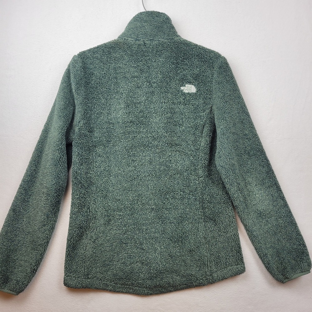 North Face Osito Jacket Women‎ Medium Green Fuzzy Fleece Teddy Full Zip Hike - Picture 12 of 15